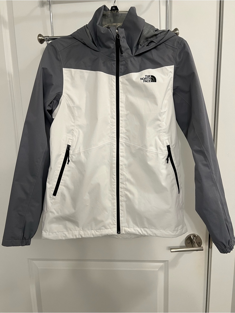 The North Face Women’s Two-Tone Hooded Shell Jacket - White & Gray.